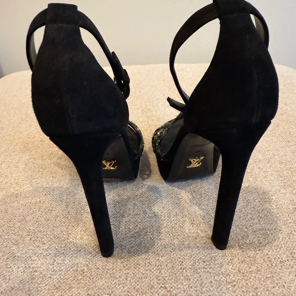Louis Vuitton Black high heel stunning sandals - Size 38 - Picture 3 of 6
